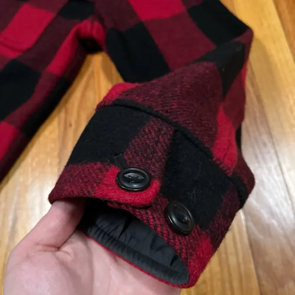 LL Bean Archive Collection Beans Stag Jacket Wool Blend Red Buffalo Plaid Medium